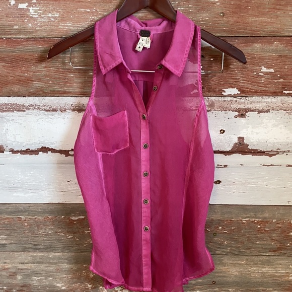 Free People sheer button down! Size XS! - Picture 3 of 7